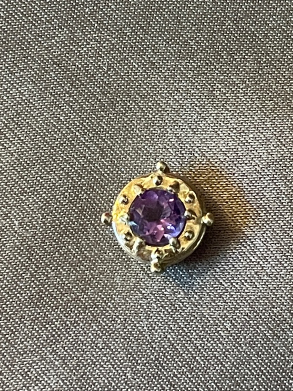 Vintage 14K Gold Amethyst Slide Bracelet Charm